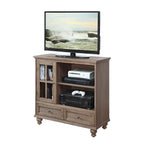 Meuble TV Highboy 40 po à 2 tiroirs avec armoire de rangement et étagères