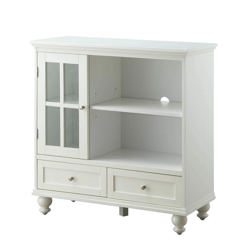 Meuble TV Highboy 40 po à 2 tiroirs avec armoire de rangement et étagères