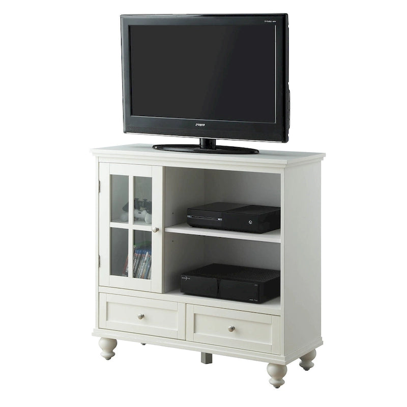 Meuble TV Highboy 40 po à 2 tiroirs avec armoire de rangement et étagères