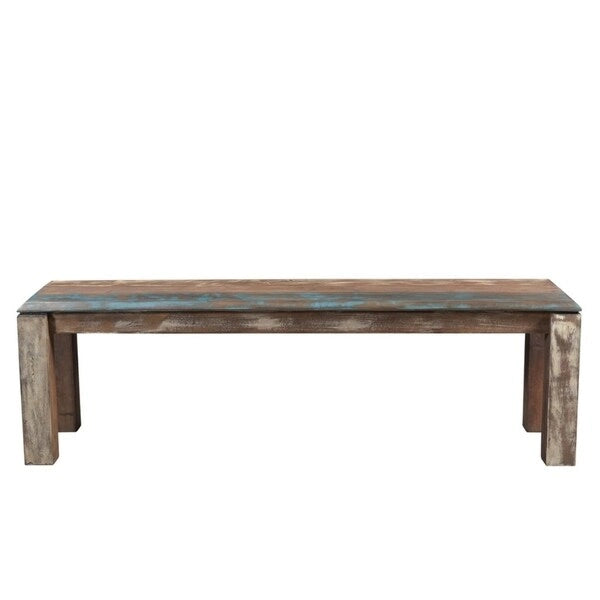 Banc en bois de récupération fait main (Inde) - 50 x 16 x 18
