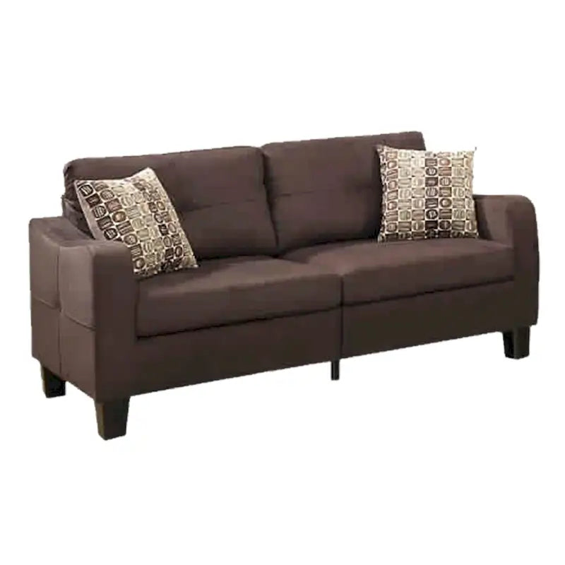 Ensemble de canapés 2 pièces Polyfiber avec coussins décoratifs marron
