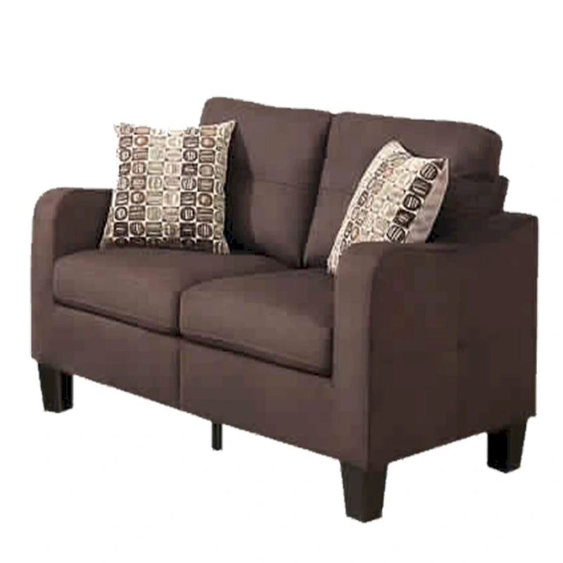 Ensemble de canapés 2 pièces Polyfiber avec coussins décoratifs marron