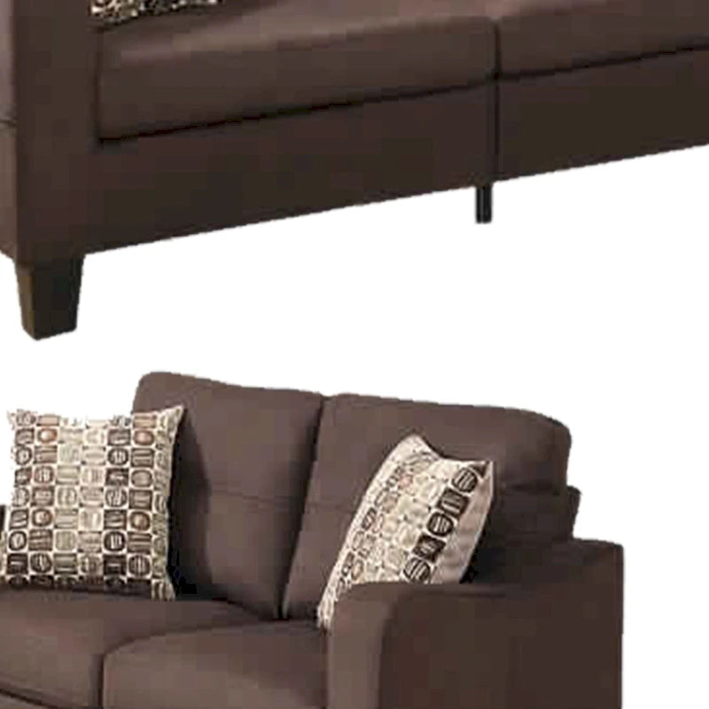 Ensemble de canapés 2 pièces Polyfiber avec coussins décoratifs marron