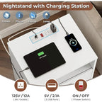 Table de chevet 3 tiroirs Rangement ouvert Station de charge
