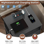 Table de chevet 3 tiroirs Rangement ouvert Station de charge