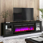 Meuble TV avec cheminée de 80 po, centre de divertissement avec foyer électrique de 50 po