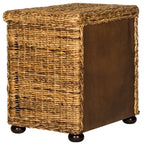 Table de chevet en osier naturel avec un tiroir en abaca, couleur marron