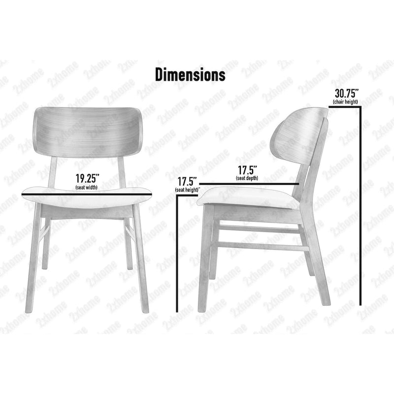 Lot de 2 chaises de salle à manger rétro avec pieds en bois marron, dossier incurvé et assise rembourrée en tissu