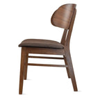 Lot de 2 chaises de salle à manger rétro avec pieds en bois marron, dossier incurvé et assise rembourrée en tissu