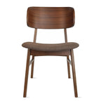 Lot de 2 chaises de salle à manger rétro avec pieds en bois marron, dossier incurvé et assise rembourrée en tissu