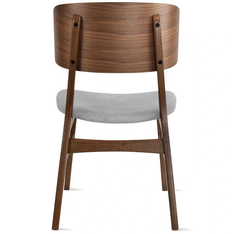Lot de 2 chaises de salle à manger rétro avec pieds en bois marron, dossier incurvé et assise rembourrée en tissu