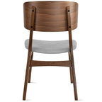 Lot de 2 chaises de salle à manger rétro avec pieds en bois marron, dossier incurvé et assise rembourrée en tissu