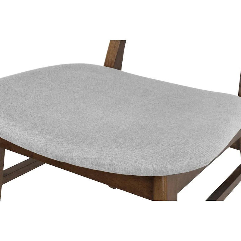 Lot de 2 chaises de salle à manger rétro avec pieds en bois marron, dossier incurvé et assise rembourrée en tissu