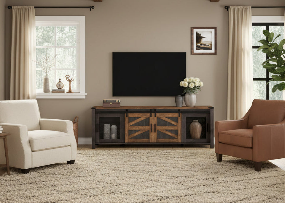 Sliding Barn TV Stand Entertainment Center for 75 TV