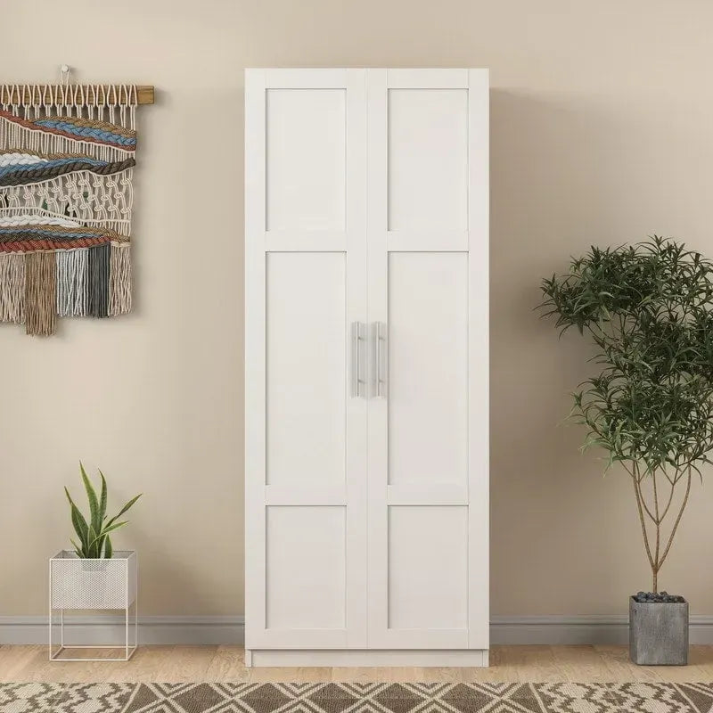 Grande armoire et meuble de rangement avec 2 portes et 3 étagères pour séparer 4 espaces de rangement 75L x 40P x 180H cm