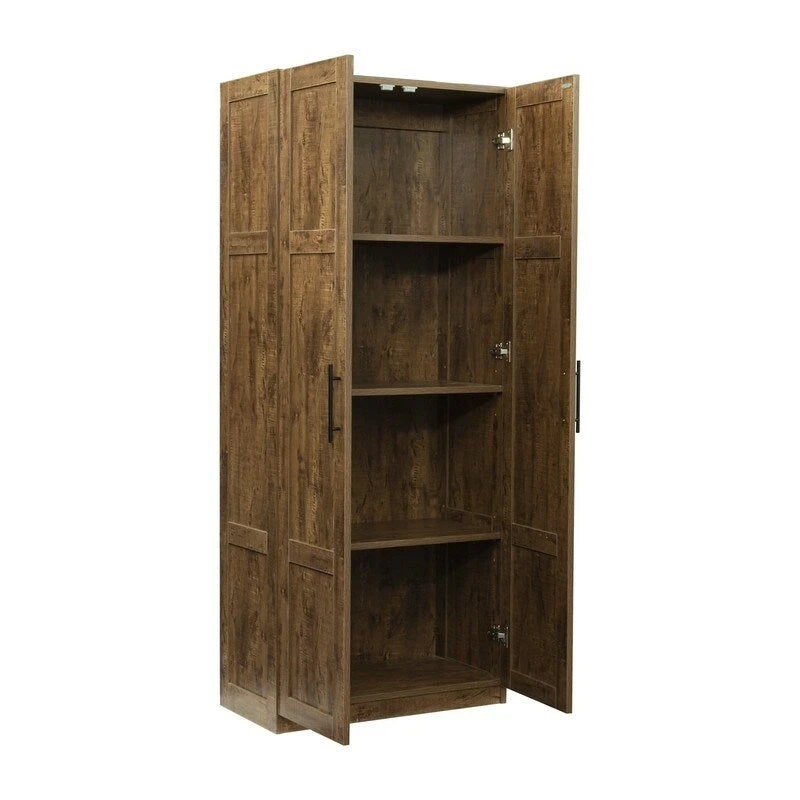 Grande armoire et meuble de rangement avec 2 portes et 3 étagères pour séparer 4 espaces de rangement 75L x 40P x 180H cm