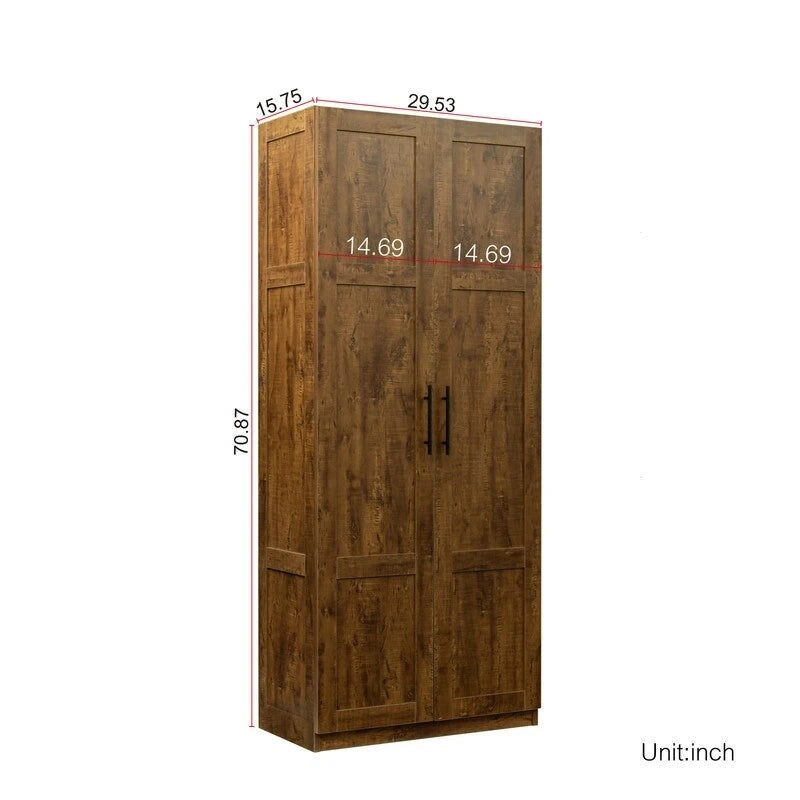 Grande armoire et meuble de rangement avec 2 portes et 3 étagères pour séparer 4 espaces de rangement 75L x 40P x 180H cm
