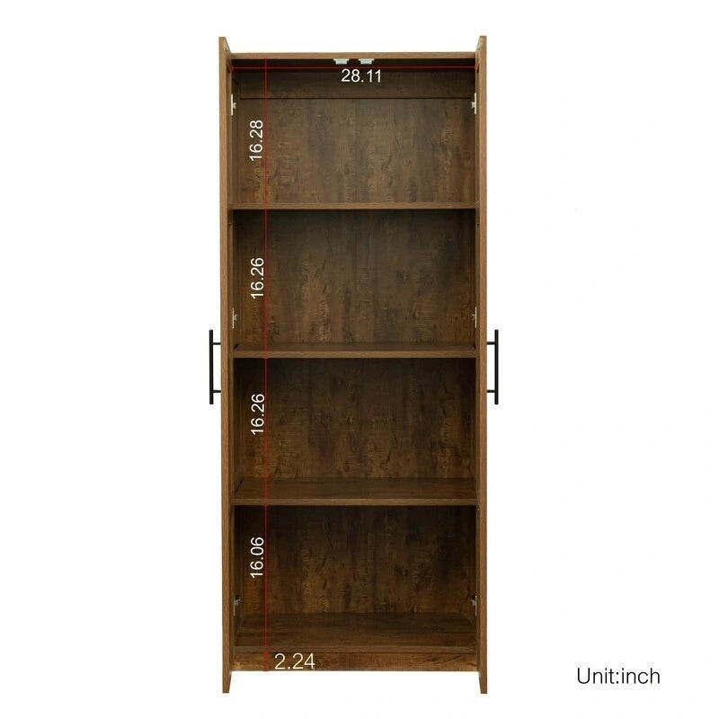 Grande armoire et meuble de rangement avec 2 portes et 3 étagères pour séparer 4 espaces de rangement 75L x 40P x 180H cm