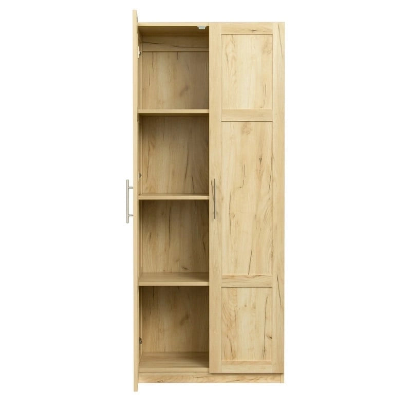 Grande armoire et meuble de rangement avec 2 portes et 3 étagères pour séparer 4 espaces de rangement 75L x 40P x 180H cm