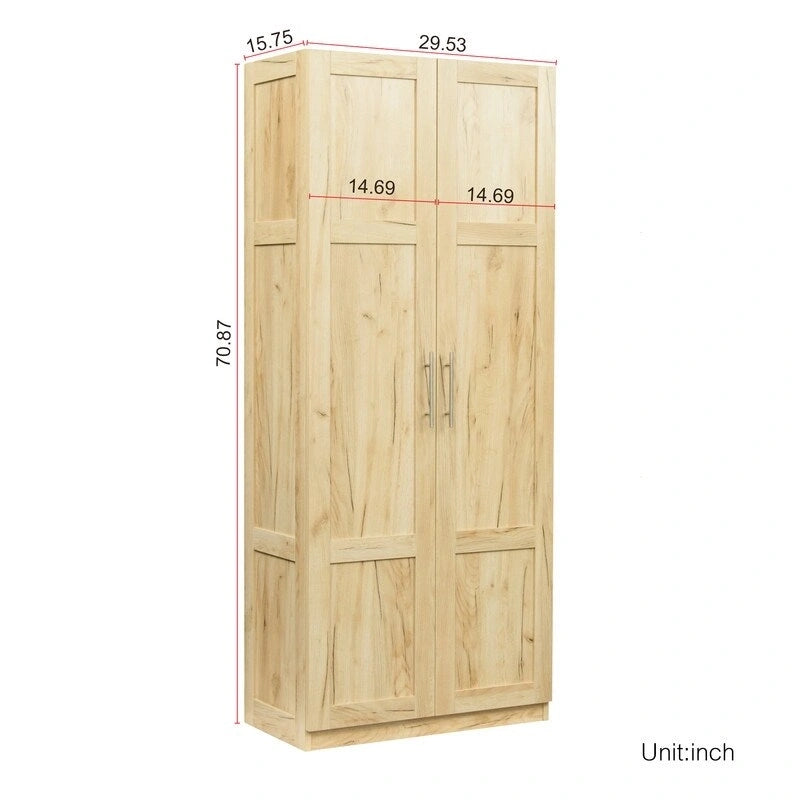 Grande armoire et meuble de rangement avec 2 portes et 3 étagères pour séparer 4 espaces de rangement 75L x 40P x 180H cm