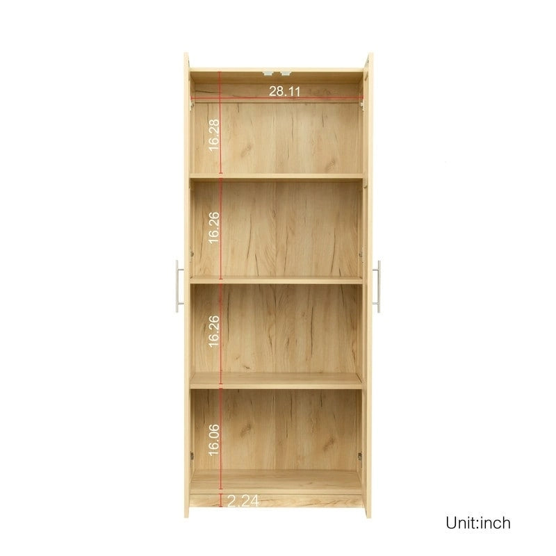 Grande armoire et meuble de rangement avec 2 portes et 3 étagères pour séparer 4 espaces de rangement 75L x 40P x 180H cm