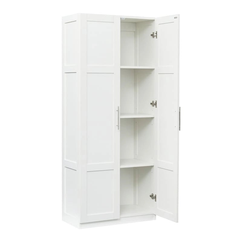 Grande armoire et meuble de rangement avec 2 portes et 3 étagères pour séparer 4 espaces de rangement 75L x 40P x 180H cm