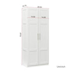 Grande armoire et meuble de rangement avec 2 portes et 3 étagères pour séparer 4 espaces de rangement 75L x 40P x 180H cm