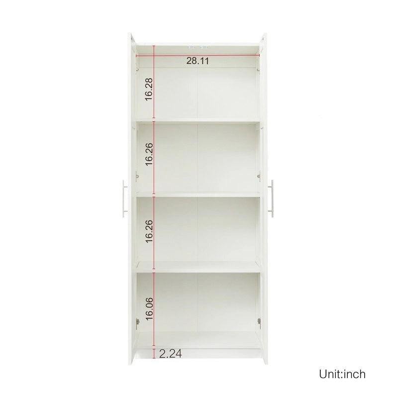 Grande armoire et meuble de rangement avec 2 portes et 3 étagères pour séparer 4 espaces de rangement 75L x 40P x 180H cm