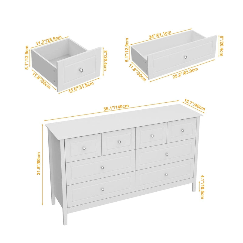 Commode de chambre avec accents argentés – Organisateur élégant et spacieux