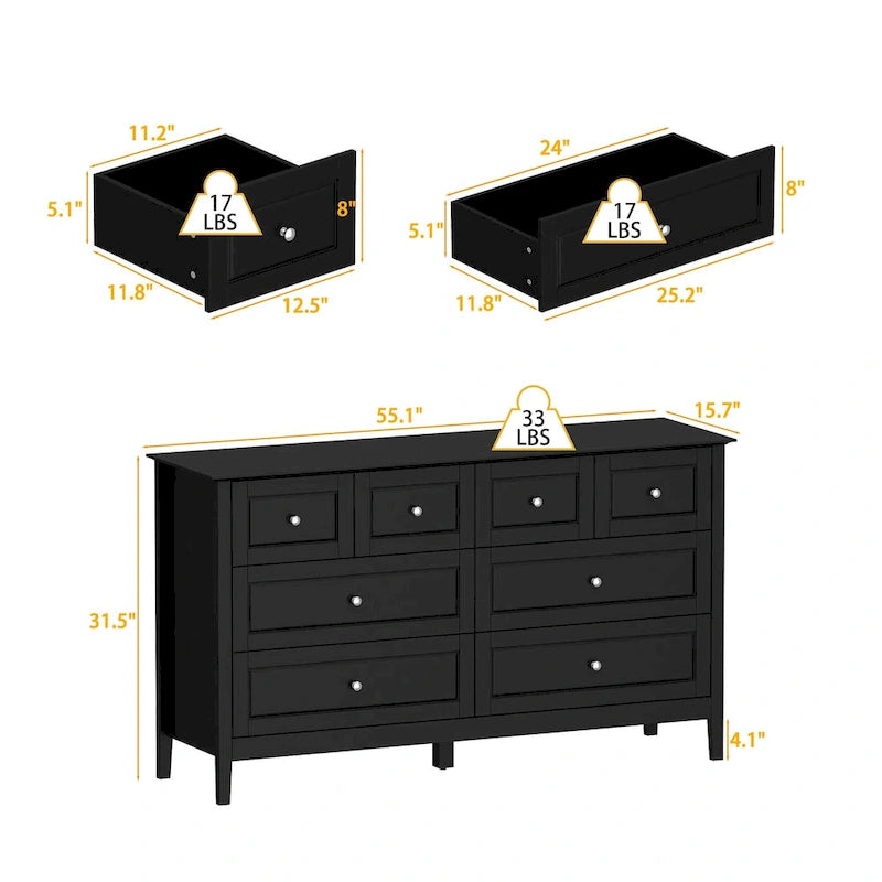 Commode de chambre avec accents argentés – Organisateur élégant et spacieux