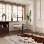 Fauteuil d'appoint rembourré avec accoudoirs en métal
