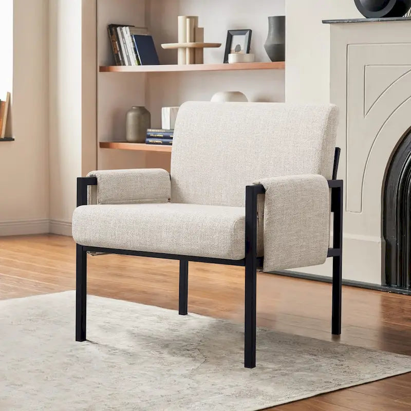 Fauteuil d'appoint rembourré avec accoudoirs en métal