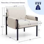 Fauteuil d'appoint rembourré avec accoudoirs en métal