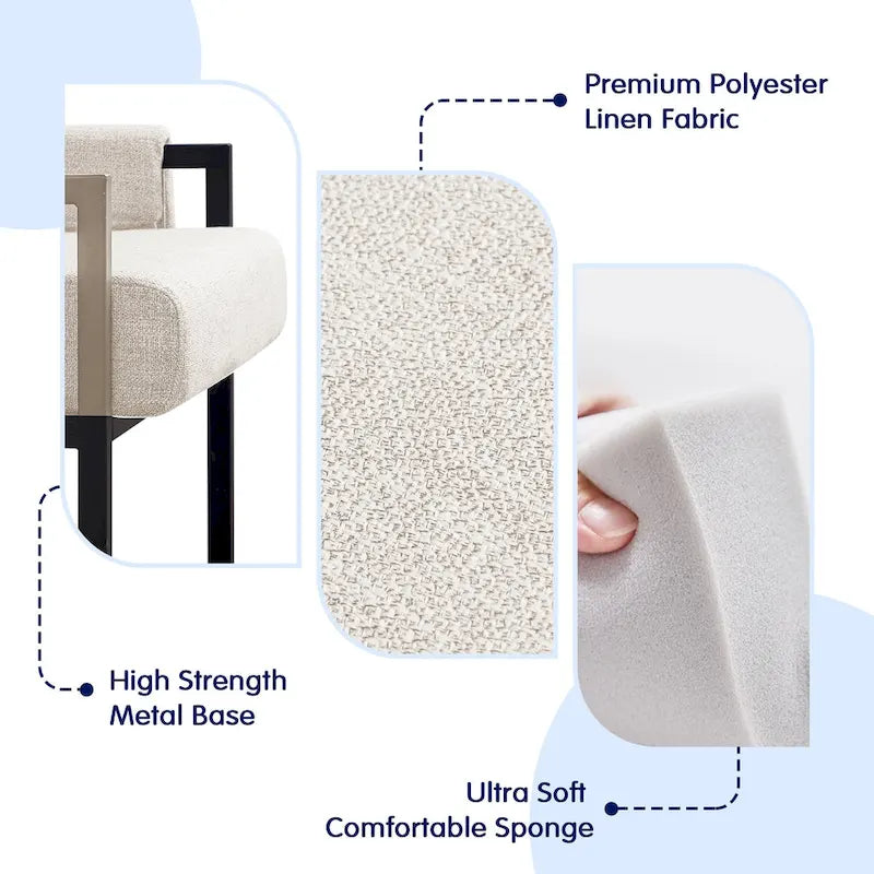 Fauteuil d'appoint rembourré avec accoudoirs en métal