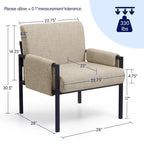 Fauteuil d'appoint rembourré avec accoudoirs en métal