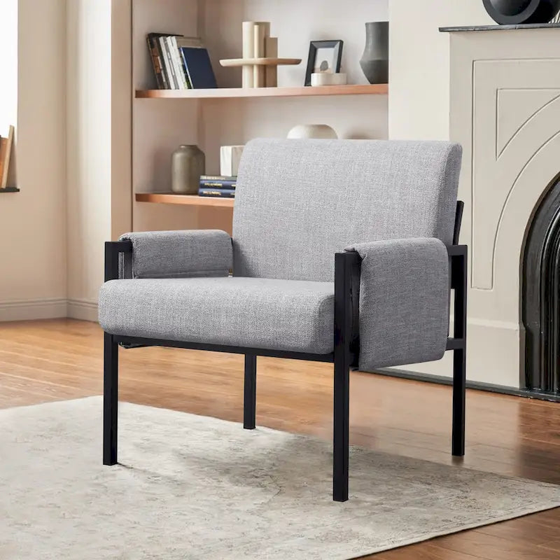 Fauteuil d'appoint rembourré avec accoudoirs en métal