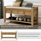 Meuble à chaussures avec assise capitonnée et tiroirs, banc de rangement multifonction pour entrée