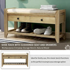 Meuble à chaussures avec assise capitonnée et tiroirs, banc de rangement multifonction pour entrée