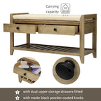 Meuble à chaussures avec assise capitonnée et tiroirs, banc de rangement multifonction pour entrée