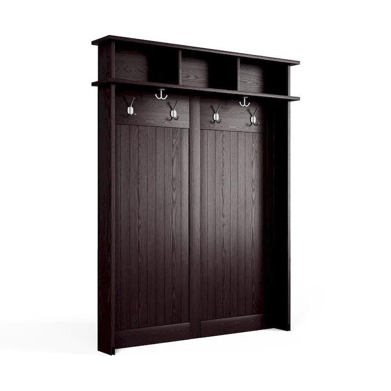 Meuble d'entrée en bois massif avec rangement à chaussures