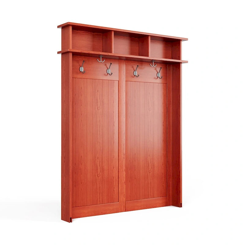 Meuble d'entrée en bois massif avec rangement à chaussures