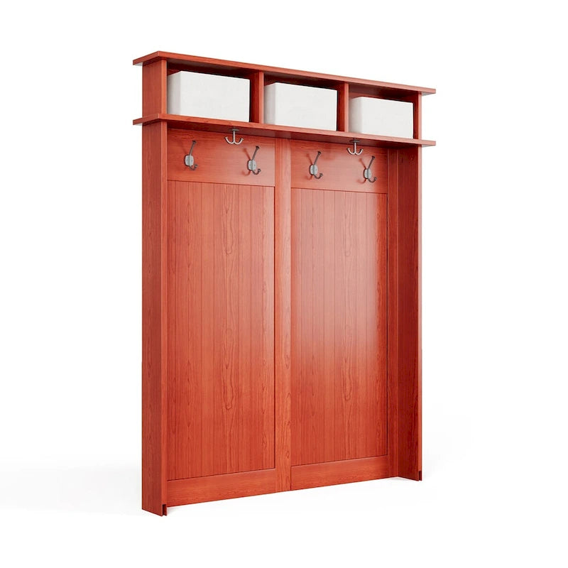 Meuble d'entrée en bois massif avec rangement à chaussures