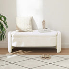 Banc de rangement ottoman en tissu polaire d'agneau 3D avec grand espace de rangement