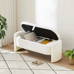 Banc de rangement ottoman en tissu polaire d'agneau 3D avec grand espace de rangement