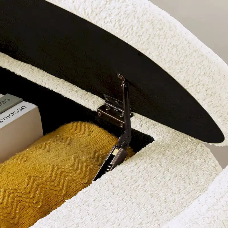 Banc de rangement ottoman en tissu polaire d'agneau 3D avec grand espace de rangement
