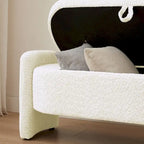 Banc de rangement ottoman en tissu polaire d'agneau 3D avec grand espace de rangement
