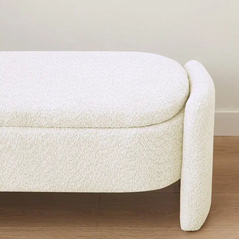Banc de rangement ottoman en tissu polaire d'agneau 3D avec grand espace de rangement
