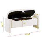 Banc de rangement ottoman en tissu polaire d'agneau 3D avec grand espace de rangement