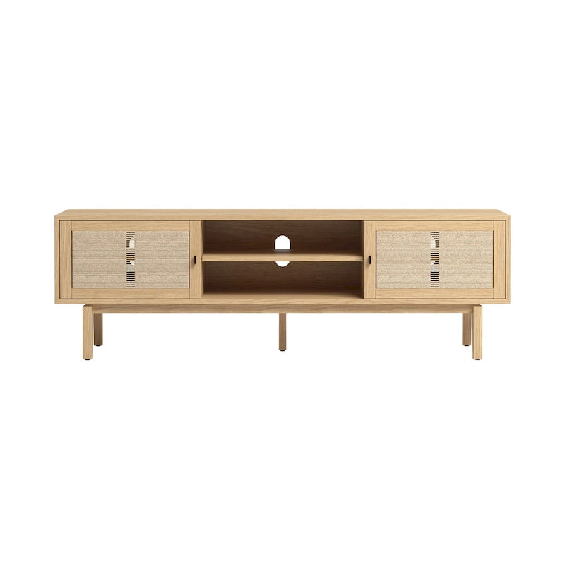 Meuble TV Lucas en bois avec portes Console multimédia contemporaine