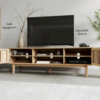 Meuble TV Lucas en bois avec portes Console multimédia contemporaine
